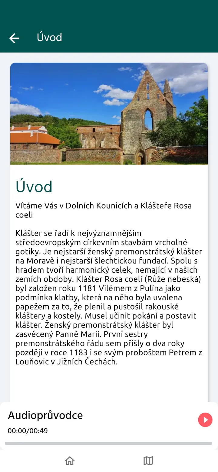 Úvodní kapitola audioprůvodce Dolní Kounice
