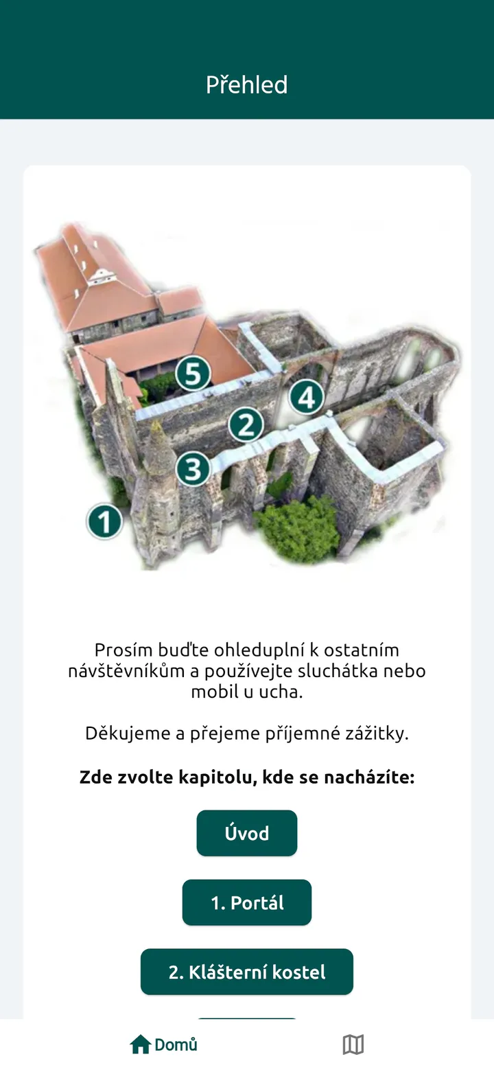 Interaktivní mapa areálu v audioprůvodci Dolní Kounice